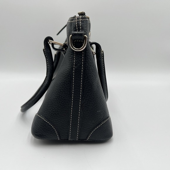 Vintage Dooney & Bourke Black Large Leather Double Handle Zipper Shoulder Bag - Picture 4 of 9